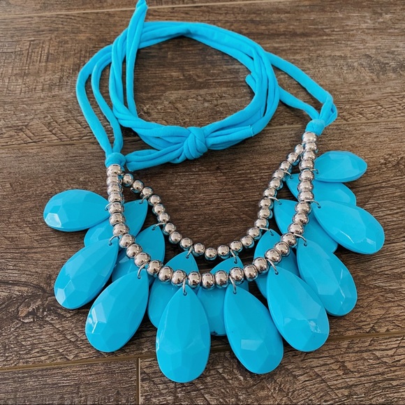 Large Statement Necklace Long Costume Jewelry Royal Blue Chicos Chunky - Picture 4 of 4